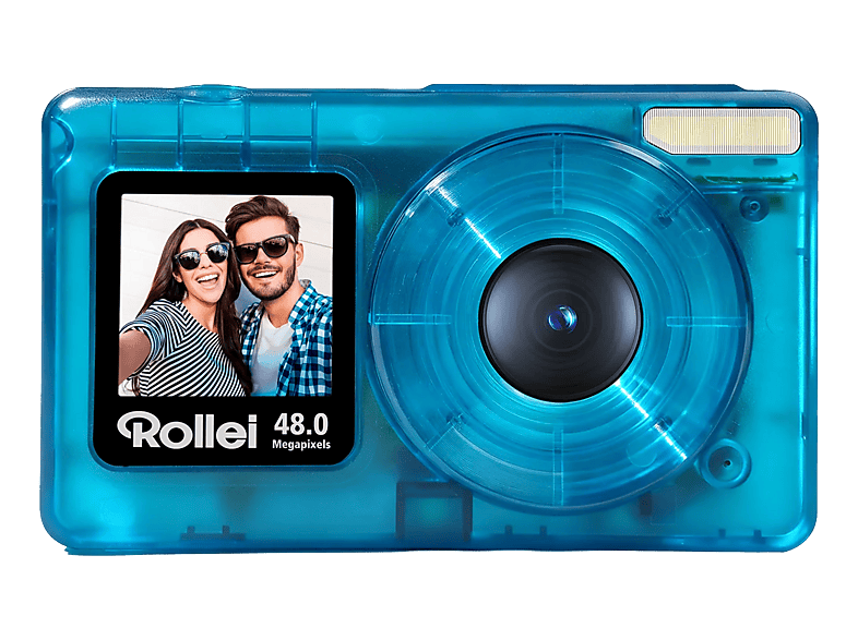ROLLEI Compactline Pocket Transparent Digitalkamera Blau, Kein opt. Zoom, 2,4 IPS-Display auf der Rückseite (320 x 240 Pixel), 1.3 Vorderseite (240 Pixel)