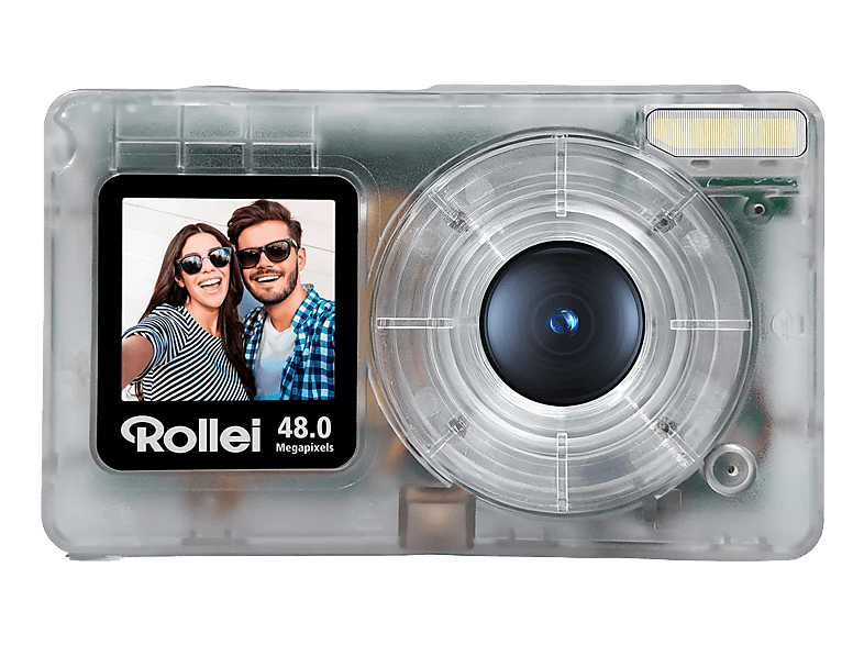 ROLLEI Compactline Pocket Transparent Digitalkamera Clear, Kein opt. Zoom, 2,4 IPS-Display auf der Rückseite (320 x 240 Pixel), 1.3 Vorderseite (240 Pixel)