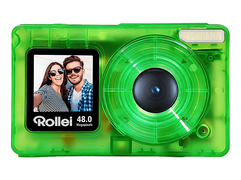 ROLLEI Compactline Pocket Transparent Digitalkamera Grün, Kein opt. Zoom, 2,4 IPS-Display auf der Rückseite (320 x 240 Pixel), 1.3 Vorderseite (240 Pixel)