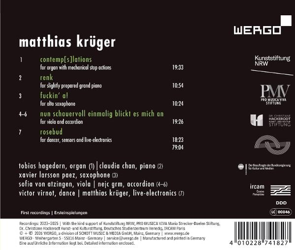 Albumtitel Matthias Krüger mit Titelliste und Logos von Förderern und Labels.