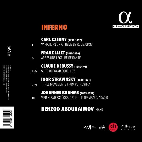 Album-Cover mit Titel 'Inferno', Komponisten und Werken.