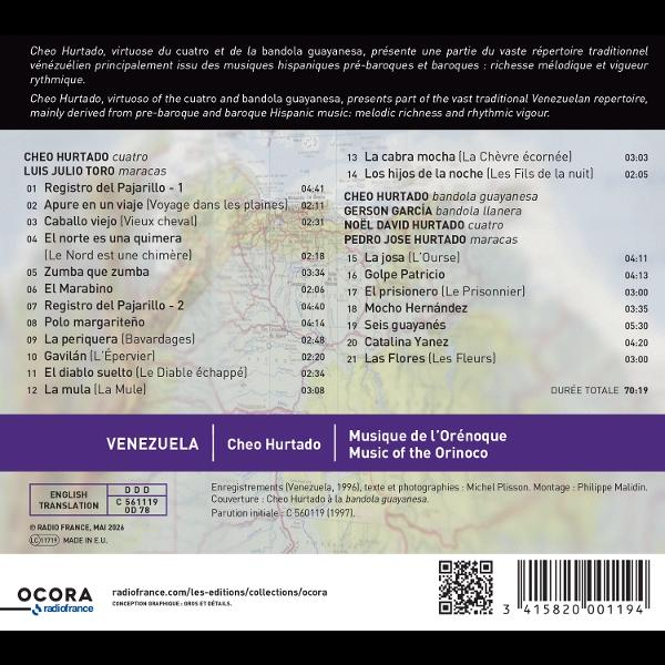 CD-Cover mit Titellisten für Cheo Hurtado, mit venezolanischer Musik.