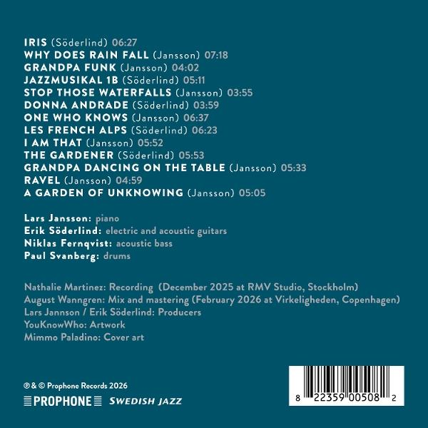 Album-Trackliste und Besetzungsliste mit Barcode und Logo.