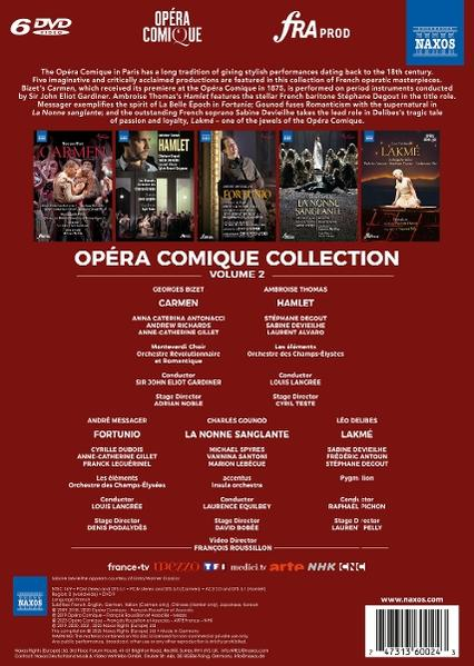 DVD-Rückseite: Opéra Comique Collection Volume 2 mit Opern wie Carmen, Hamlet, Lakmé.