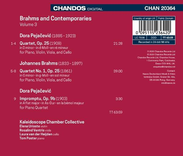 CD-Cover: Brahms und Zeitgenossen, Band 3, mit Werken von Pejačević und Brahms.