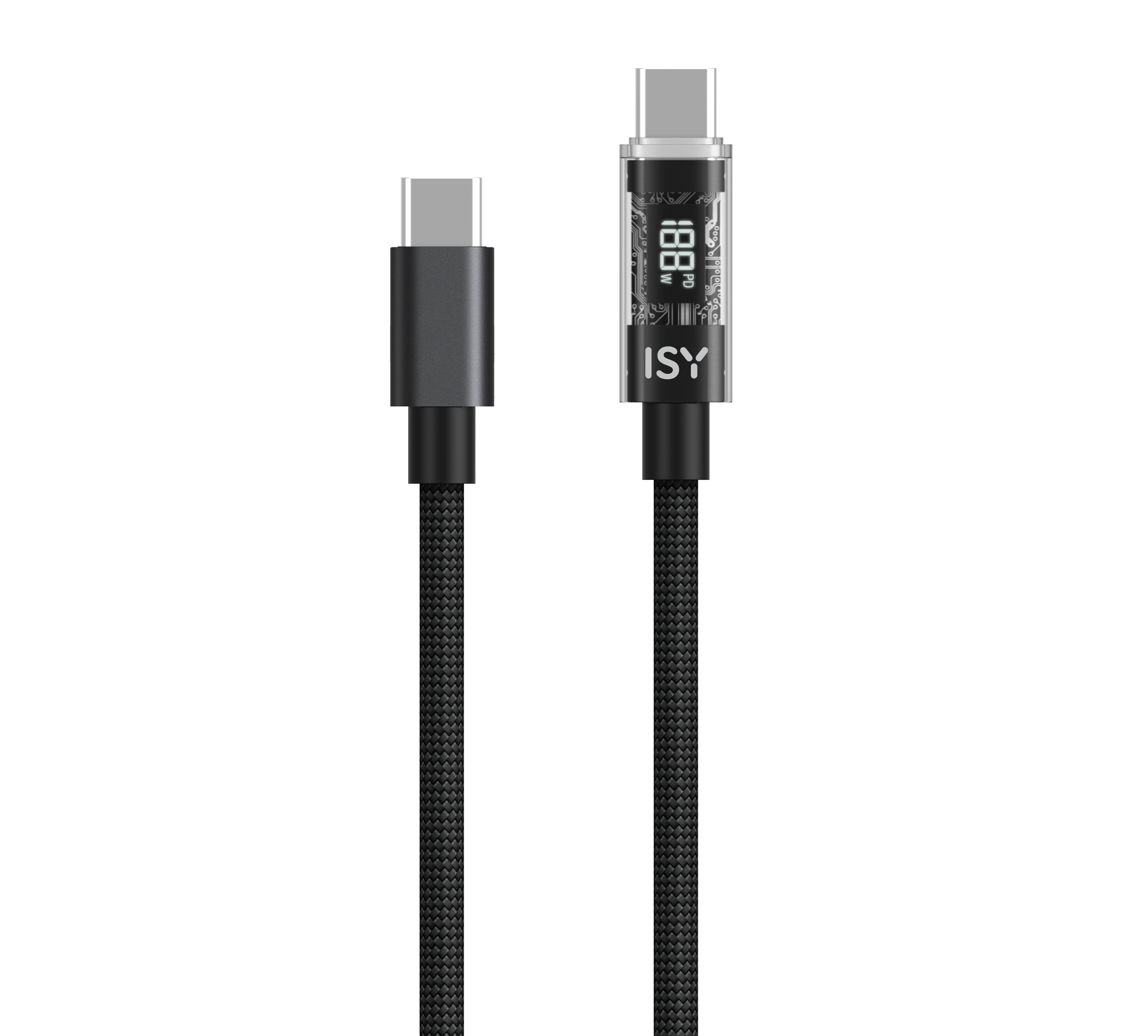 Zwei USB-C-Kabel nebeneinander auf schwarzem Hintergrund.