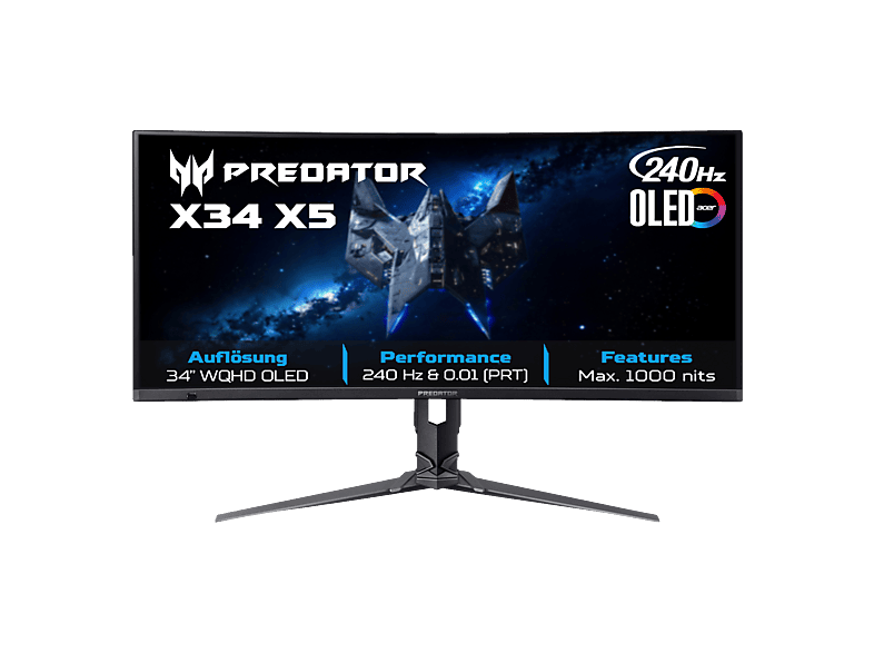 ACER Predator X34 X5, OLED 34,0 Zoll QHD Gaming Monitor 0,01 ms ...