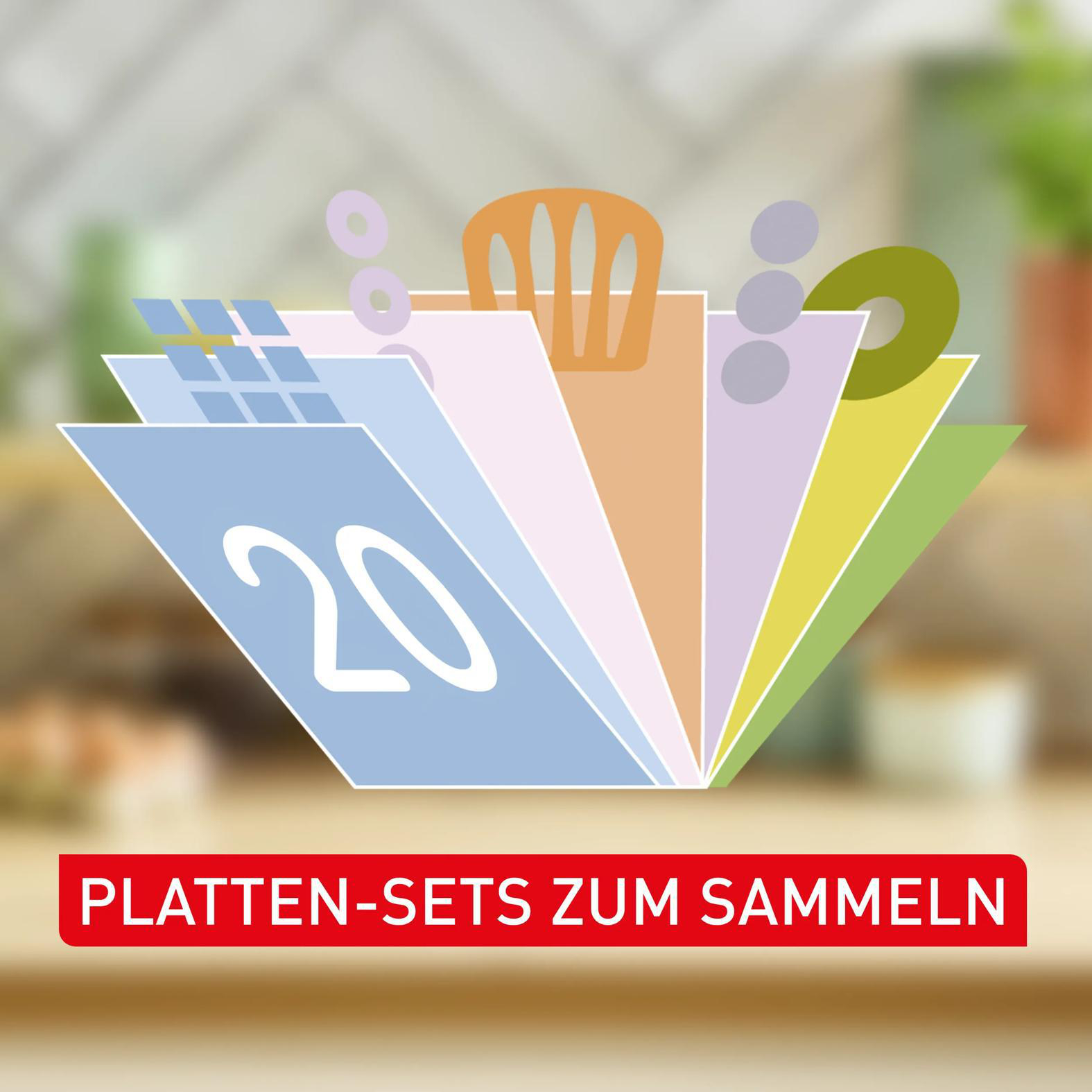 Fächerförmige Anordnung von bunten Karten, Nr. 20.
