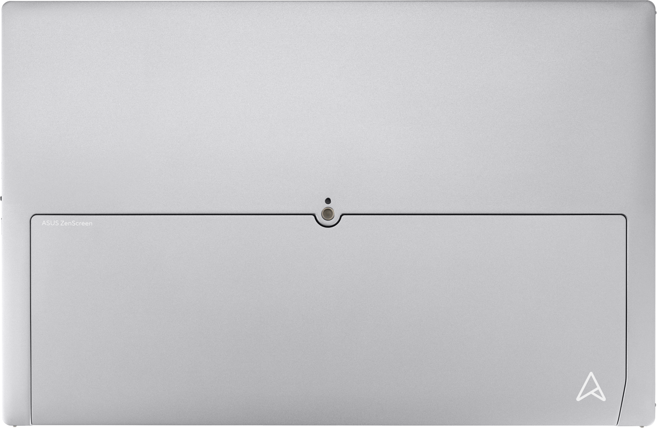 ASUS ZenScreen argento con logo e apertura fotocamera.