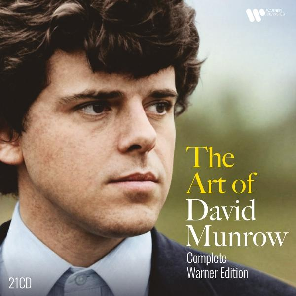 Porträt eines Mannes mit dunklem, lockigem Haar und einem Anzug. Titel: The Art of David Munrow.
