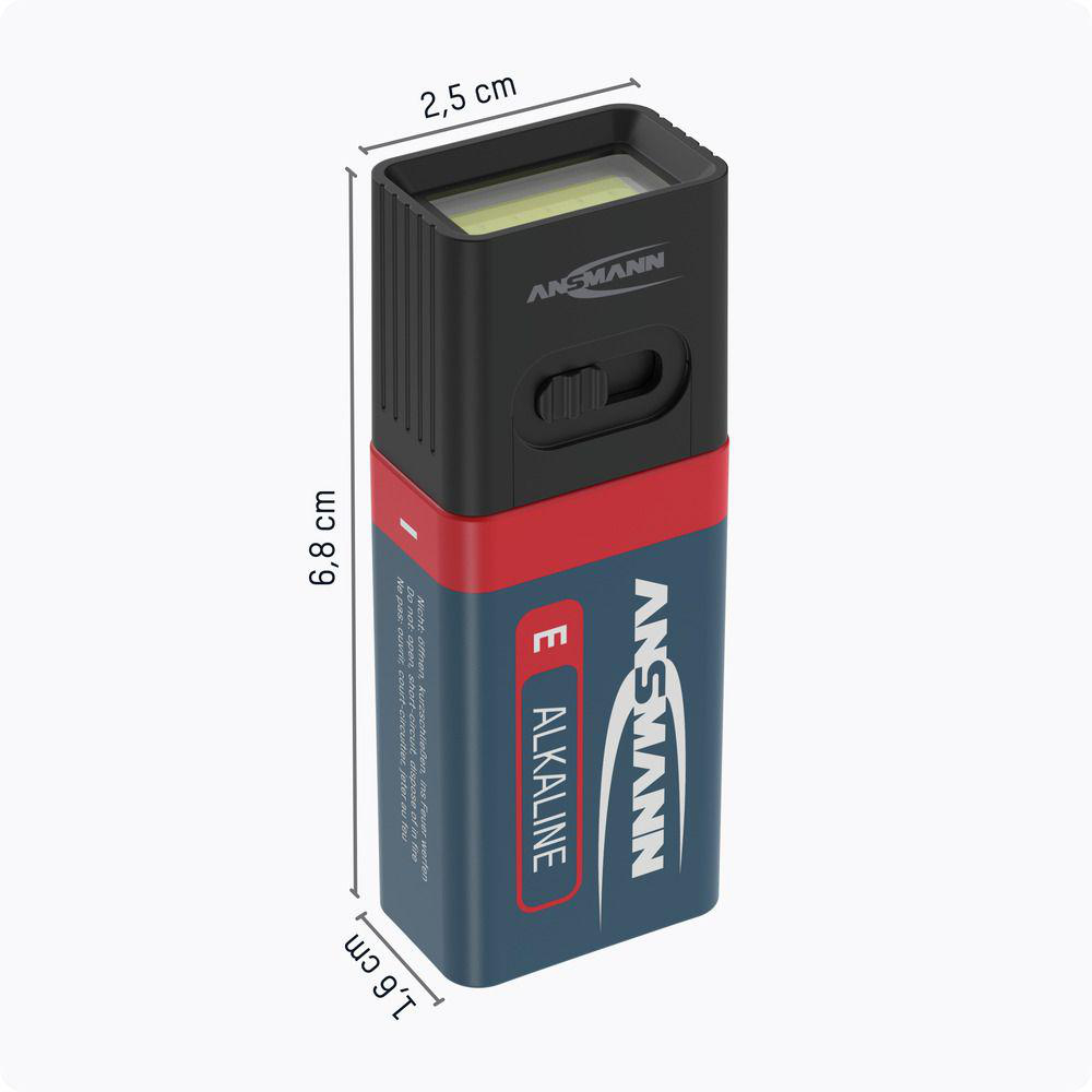 ANSMMANN E ALKALINE Batterie mit Maßen 2,5x6,8x1,6 cm.