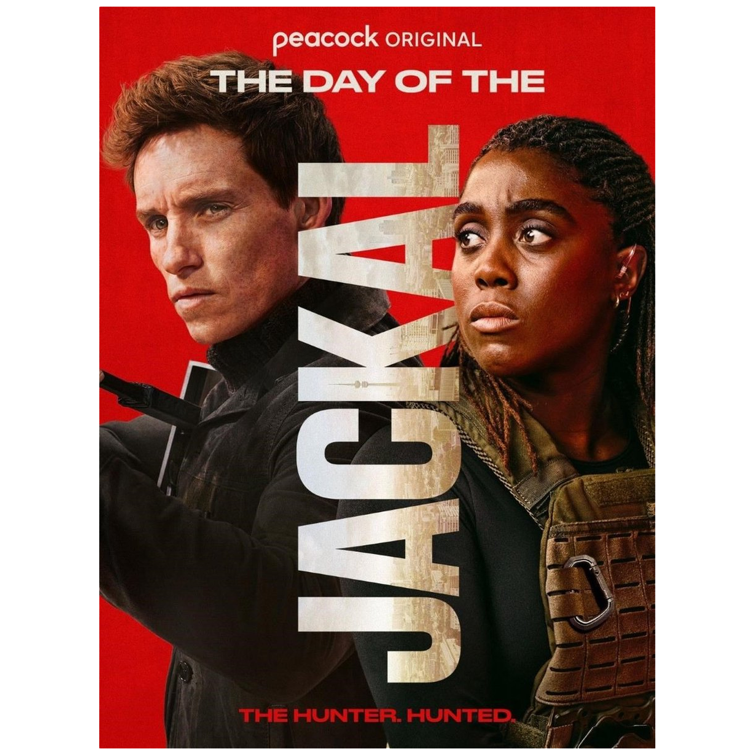 Un homme et une femme regardent pensivement dans des directions différentes. Le titre est 'The Day of the Jackal'.