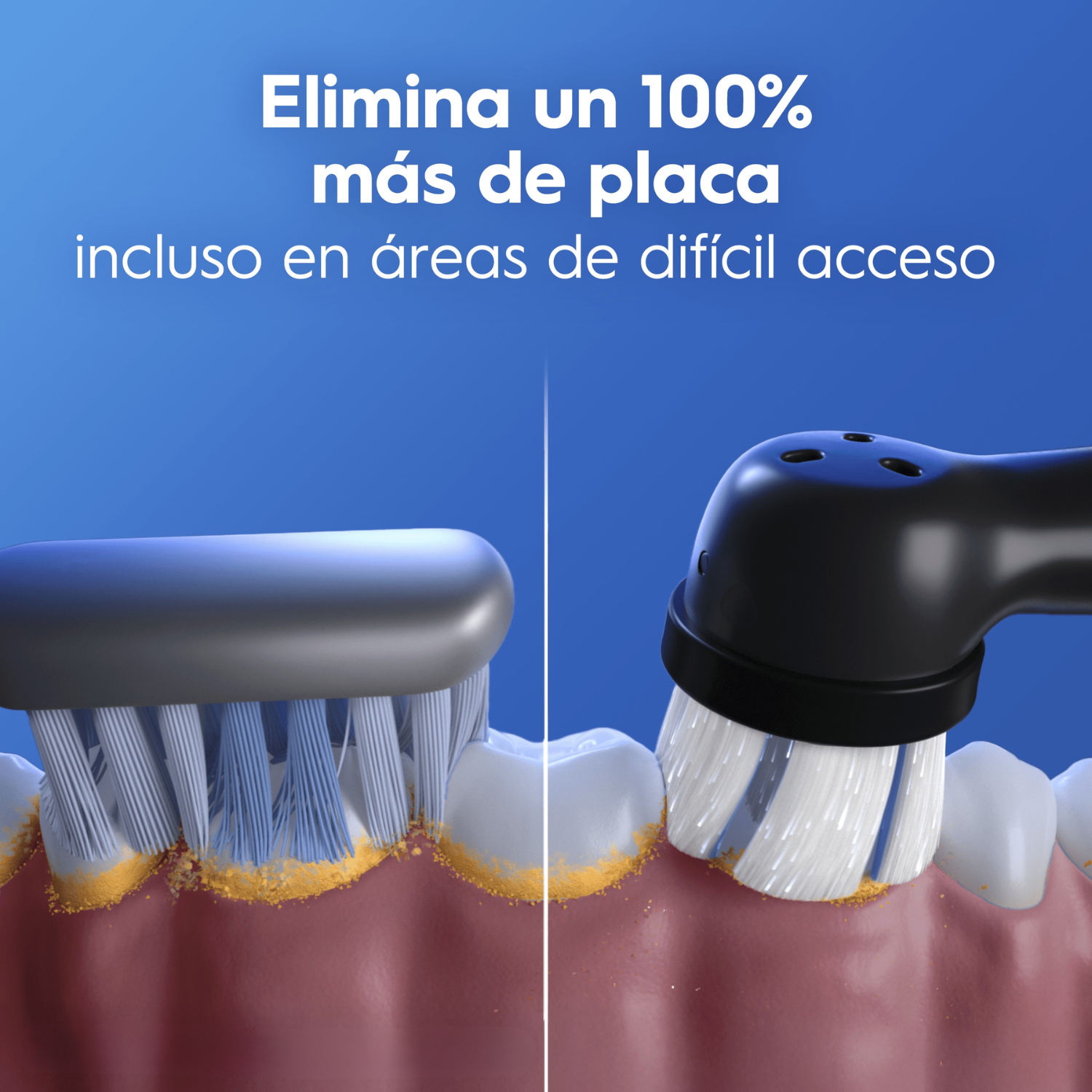 Elimina un 100% más placa incluso en áreas de difícil acceso