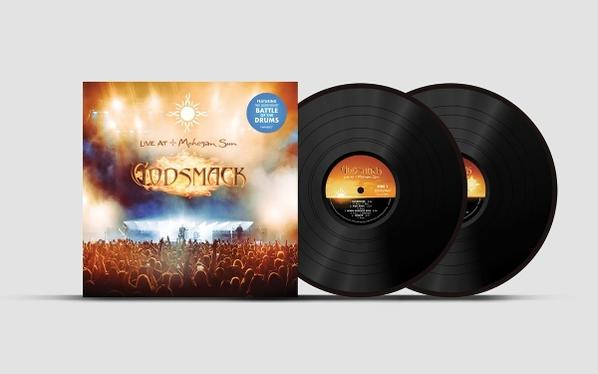 Godsmack Live Album Cover und zwei schwarze Schallplatten