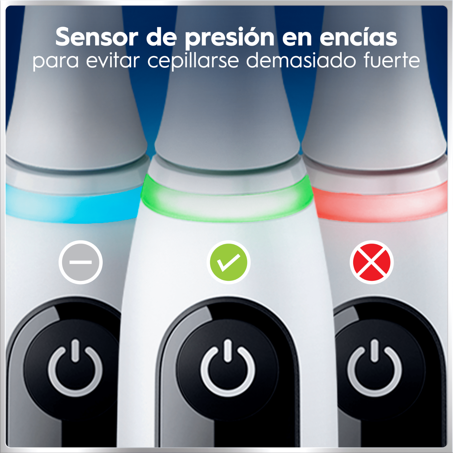 Sensor de presión de encías para evitar cepillarse demasiado fuerte.