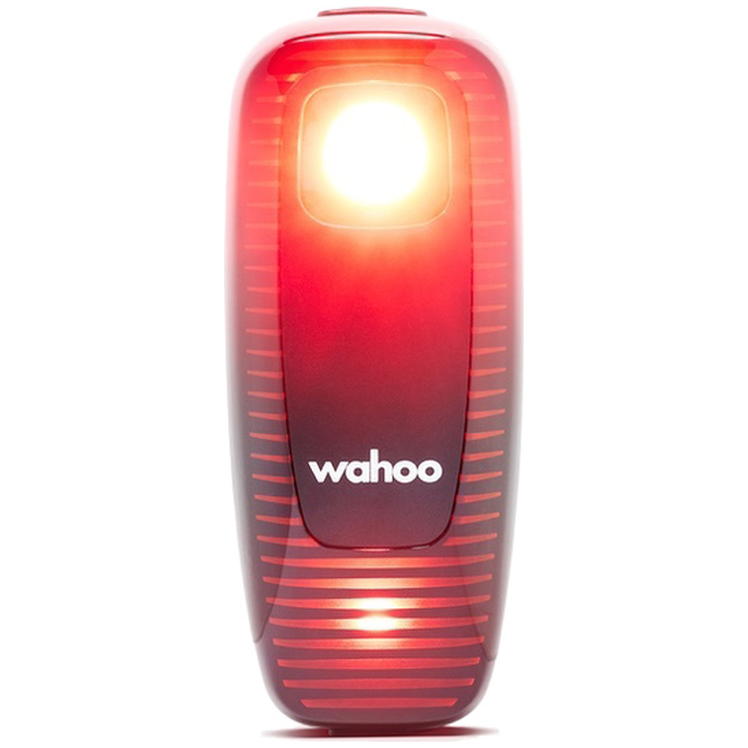 Feu arrière Wahoo rouge avec rayures lumineuses et LED allumée.