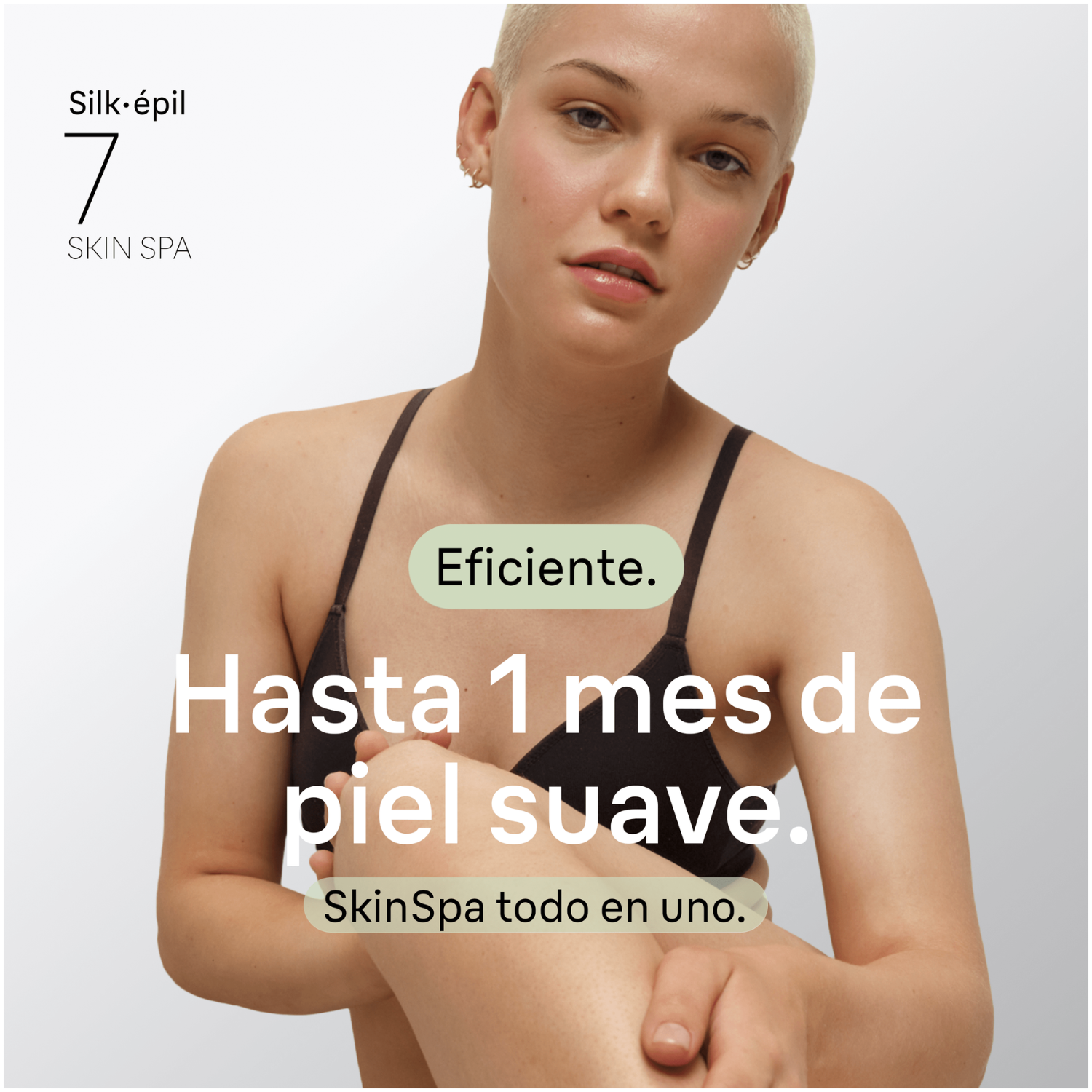 Silk -epil 7 SkinSpa. Eficiente. Hasta 1 mes de piel suave. SkinSpa todo en uno.