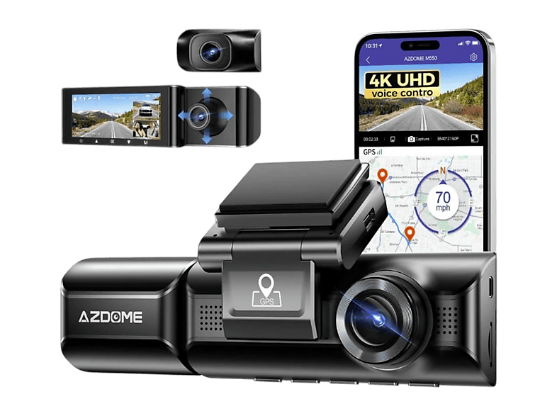 AZDOME M550 Pro 3 Kameralı 150 ° Görüş Açışı 4K Ultra HD Gece