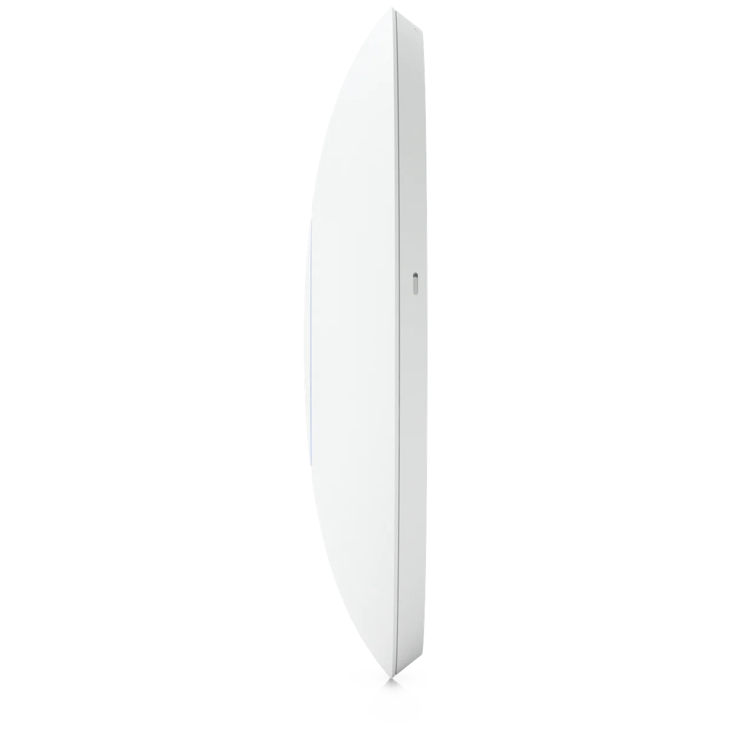 A white, disc-shaped device with a narrow vertical slot on its side.