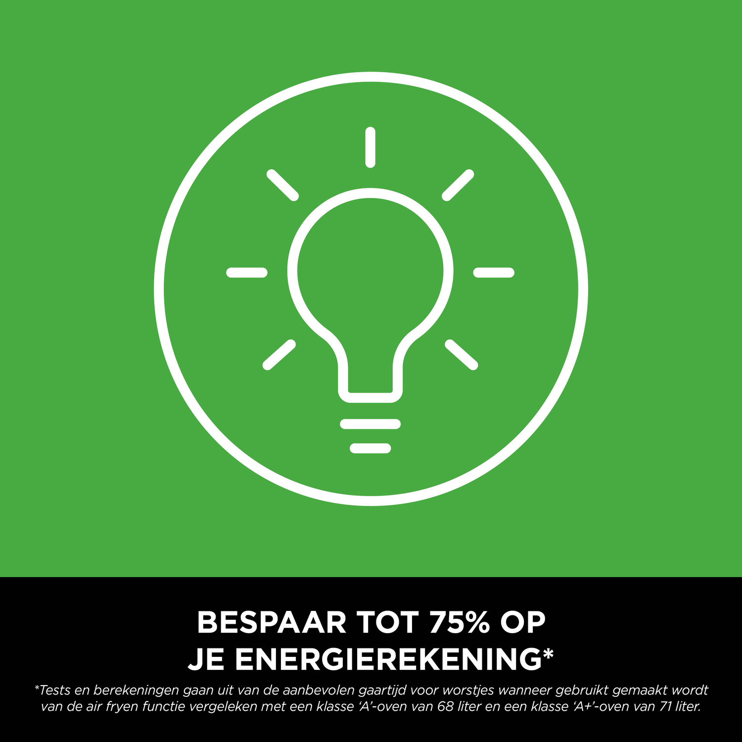 Een gloeilamp met stralen op een groene achtergrond.