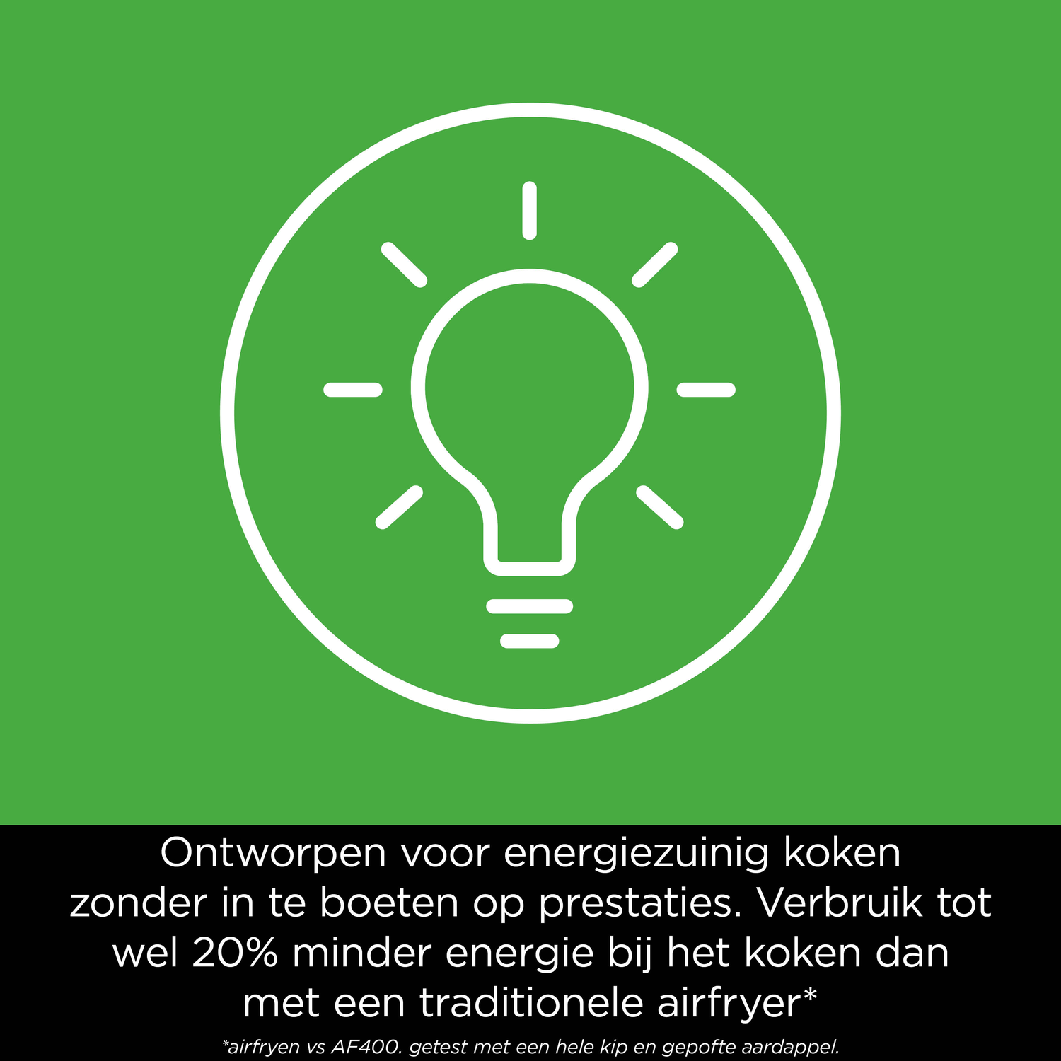 Een gloeilamp-icoon met lichtstralen op groene achtergrond.