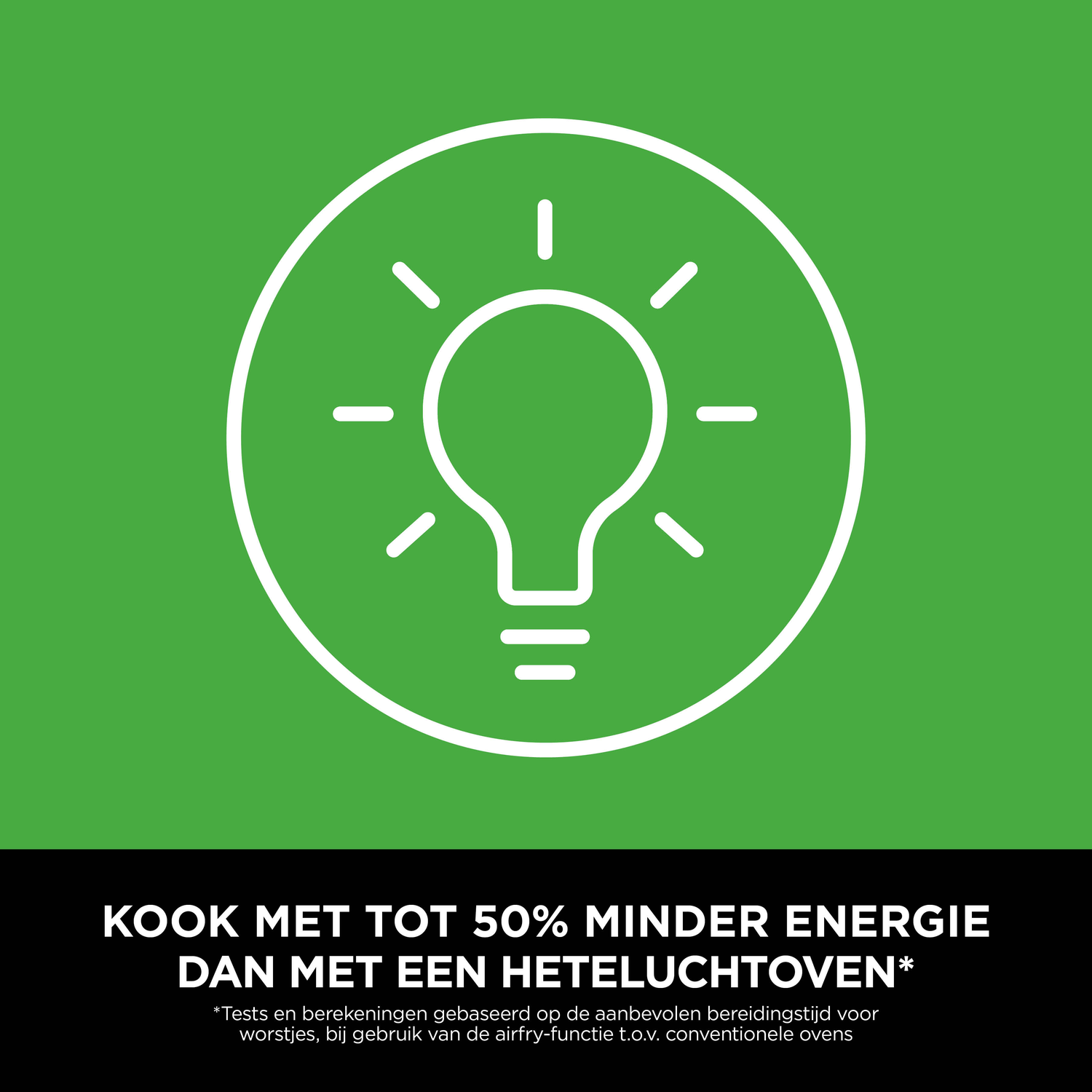 Een gloeilampsymbool dat energiebesparing symboliseert op groene achtergrond.