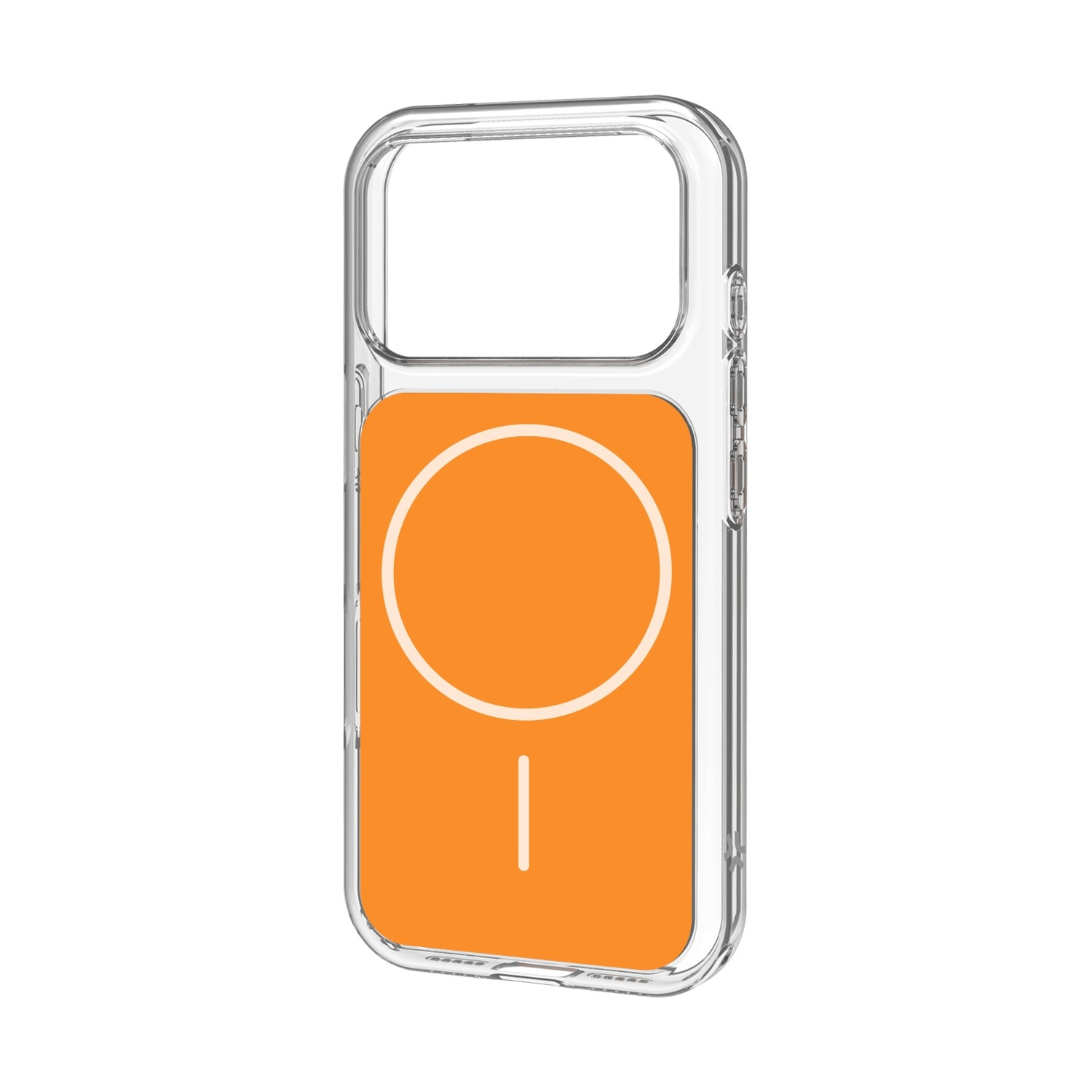 Custodia trasparente per telefono con retro arancione e design a cerch
