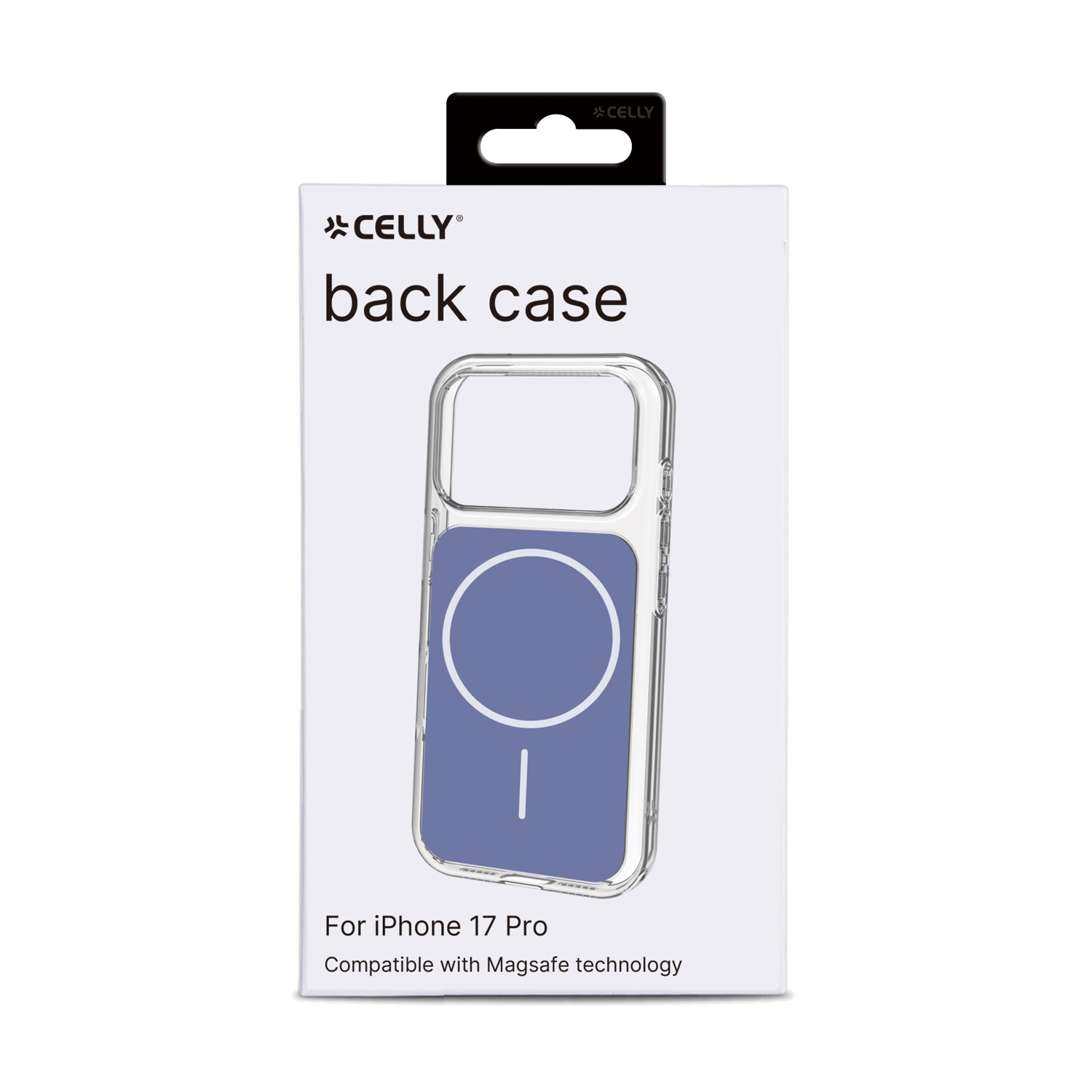 Cover posteriore Celly per iPhone 17 Pro, trasparente con MagSafe.