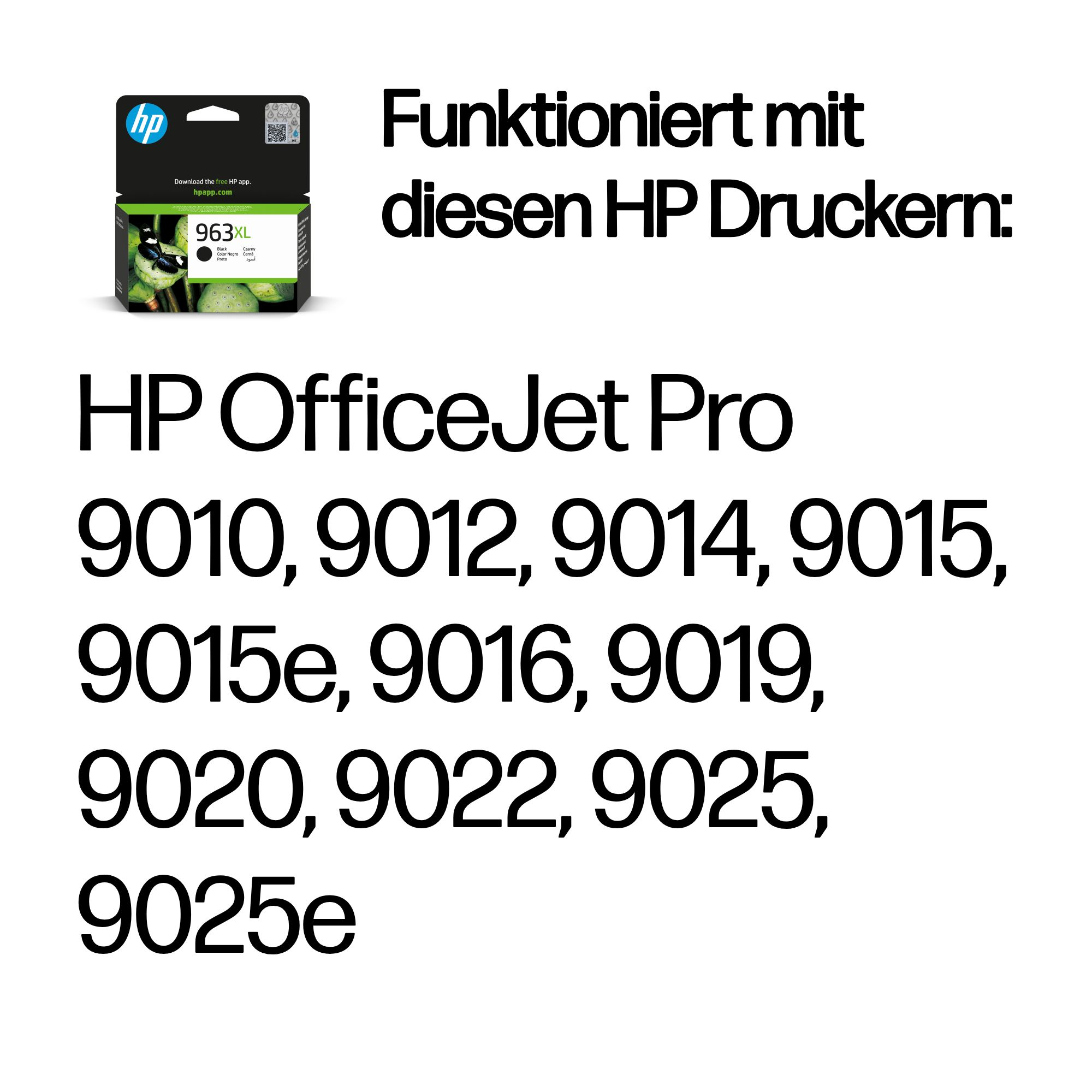 HP 963XL schwarze Tintenpatrone kompatibel mit HP OfficeJet Pro Druckern.