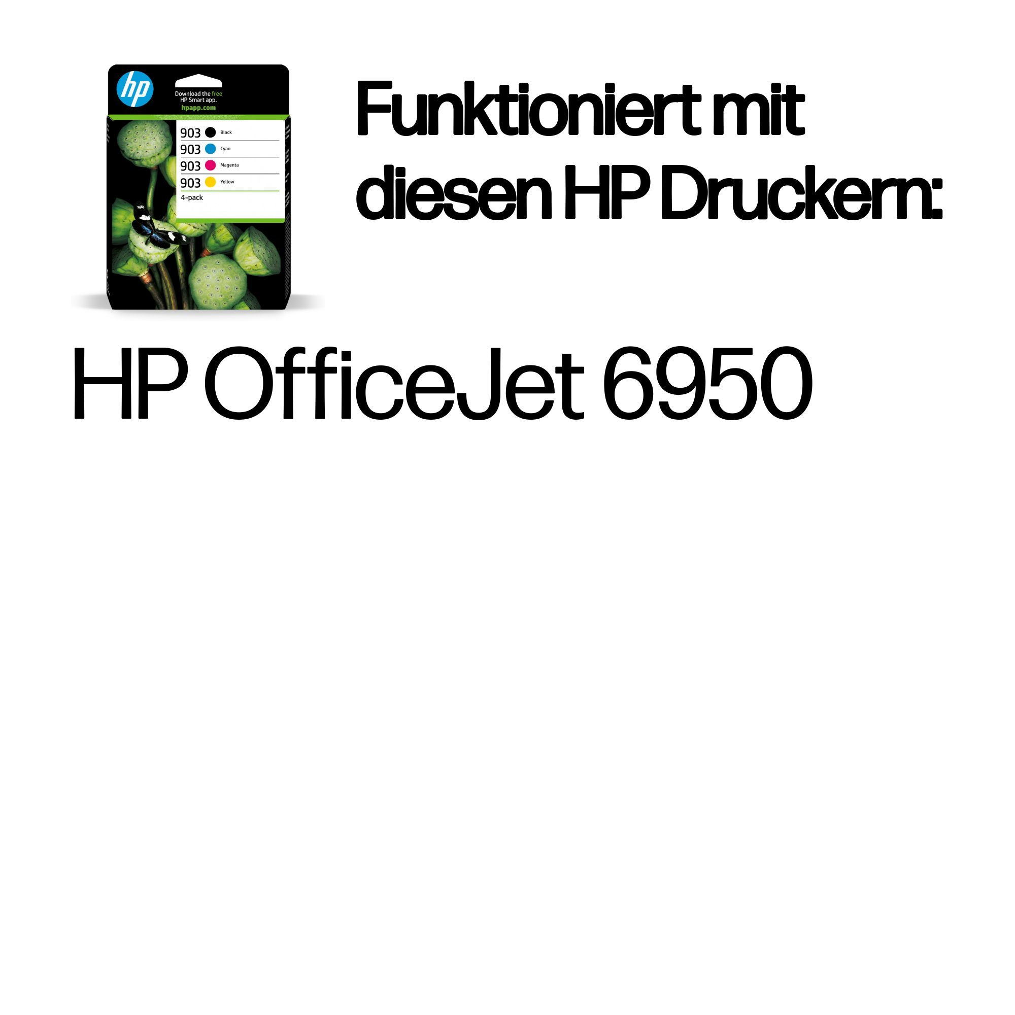 HP 903 Tintenpatronen 4er-Pack für HP OfficeJet 6950 Drucker.