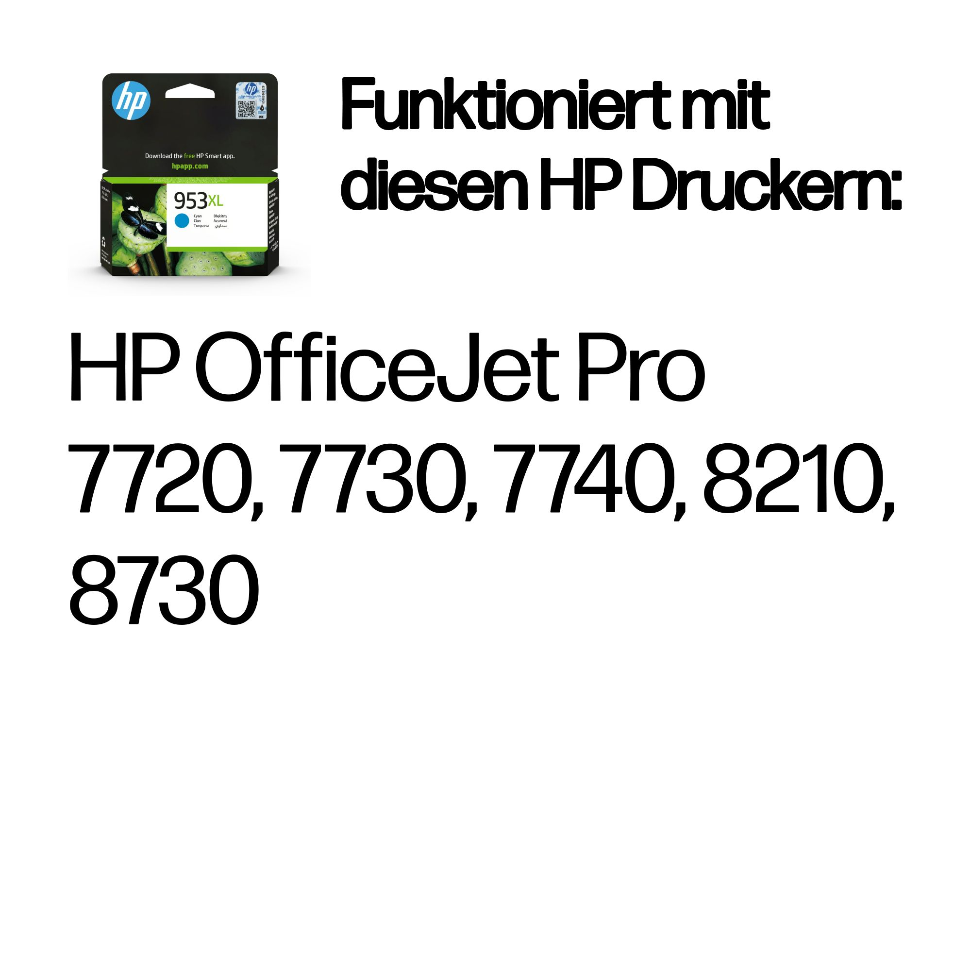HP 953XL Cyan Tintenpatrone für HP OfficeJet Pro Drucker.