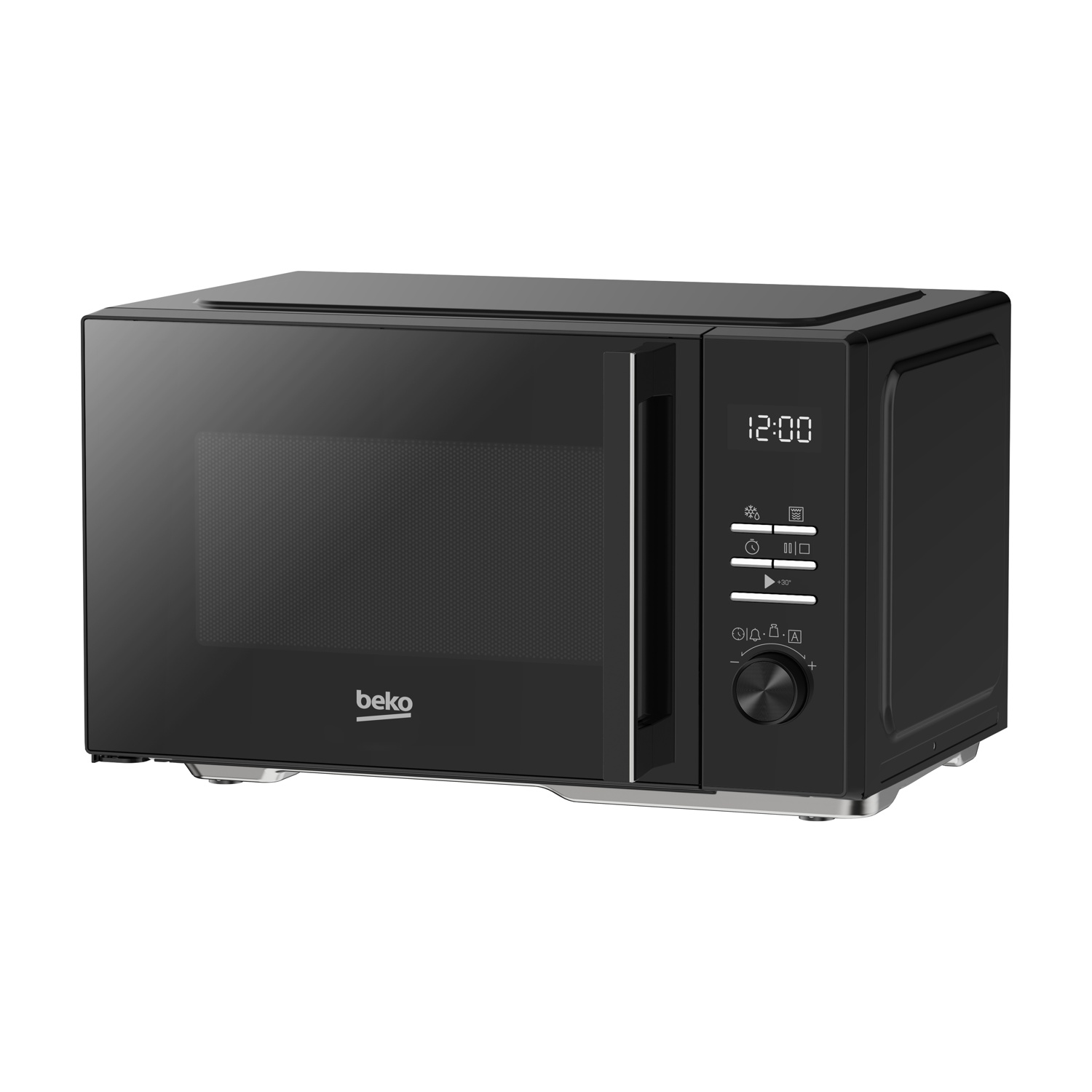 Forno a microonde Beko nero con display digitale e pulsanti di controllo.