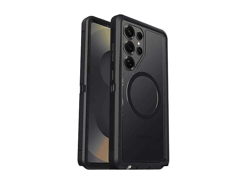 OTTERBOX Defender Series XT Clear MagSafe Cover per S25 Ultra,super resistente a shock e cadute, testata 7x norme MIL-STD 810G, Trasparente/Nero