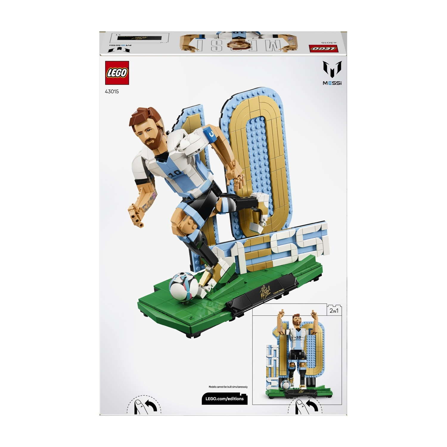 Set LEGO con Lionel Messi che gioca a calcio, numero 10.