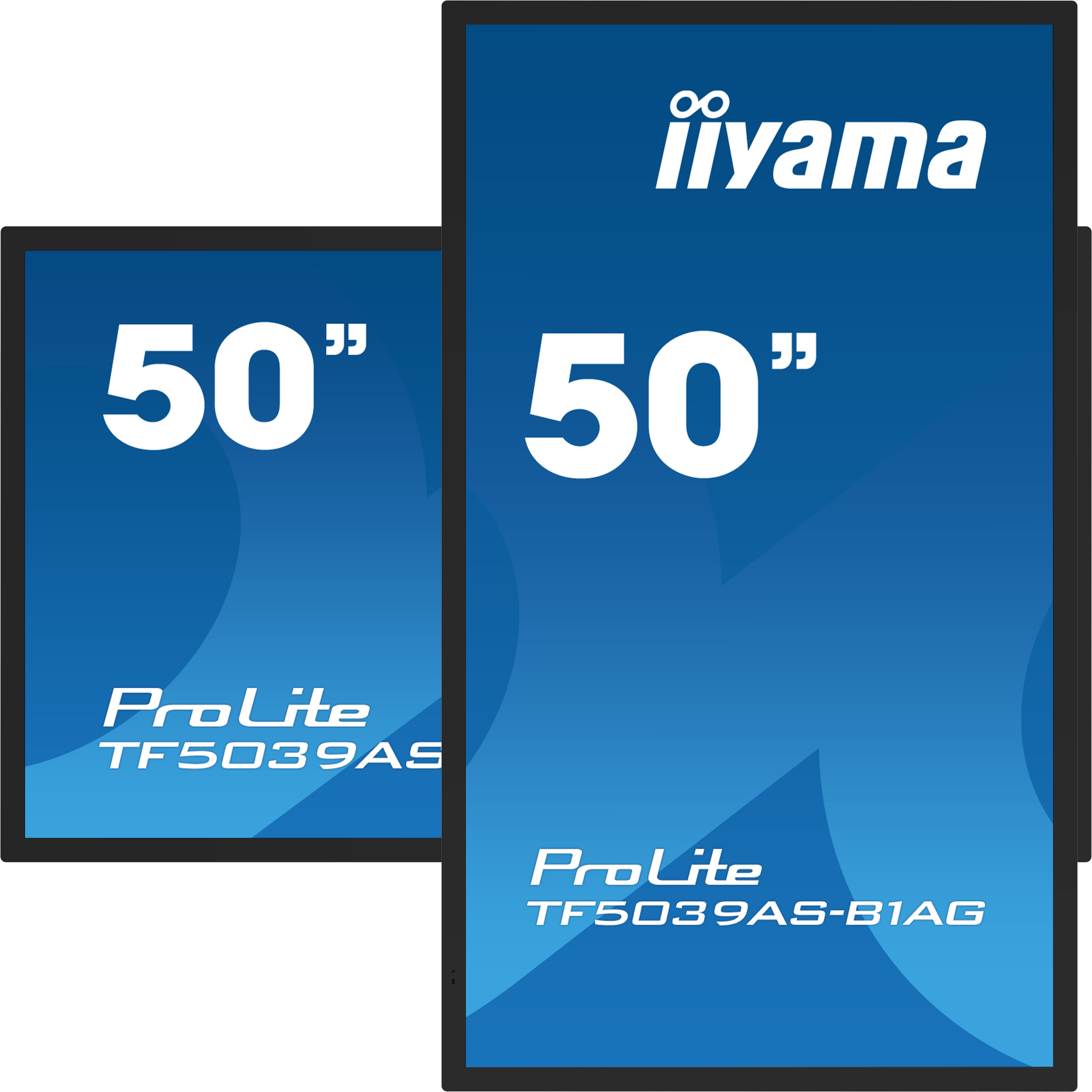 Zwei iiyama Monitore, beide 50 Zoll, mit ProLite TF5039AS-B1AG.