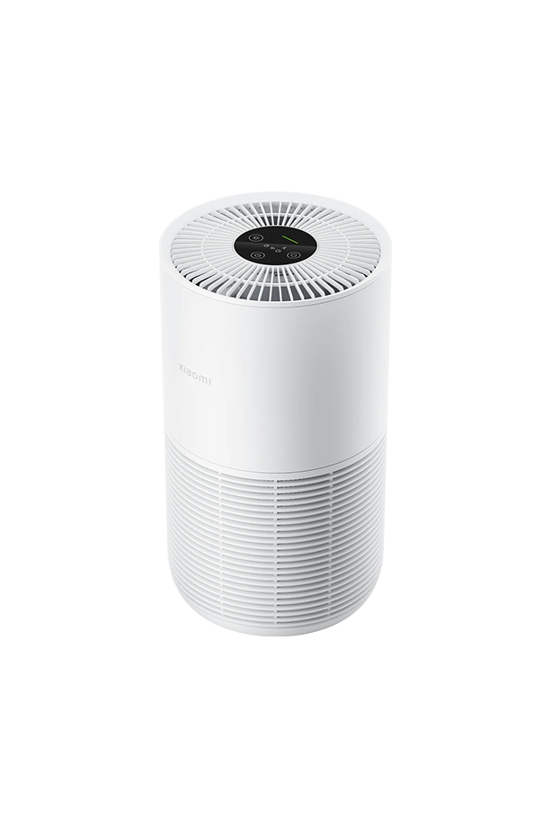 Üst kısmında menfezler ve kontroller bulunan beyaz bir Xiaomi hava temizleyici.