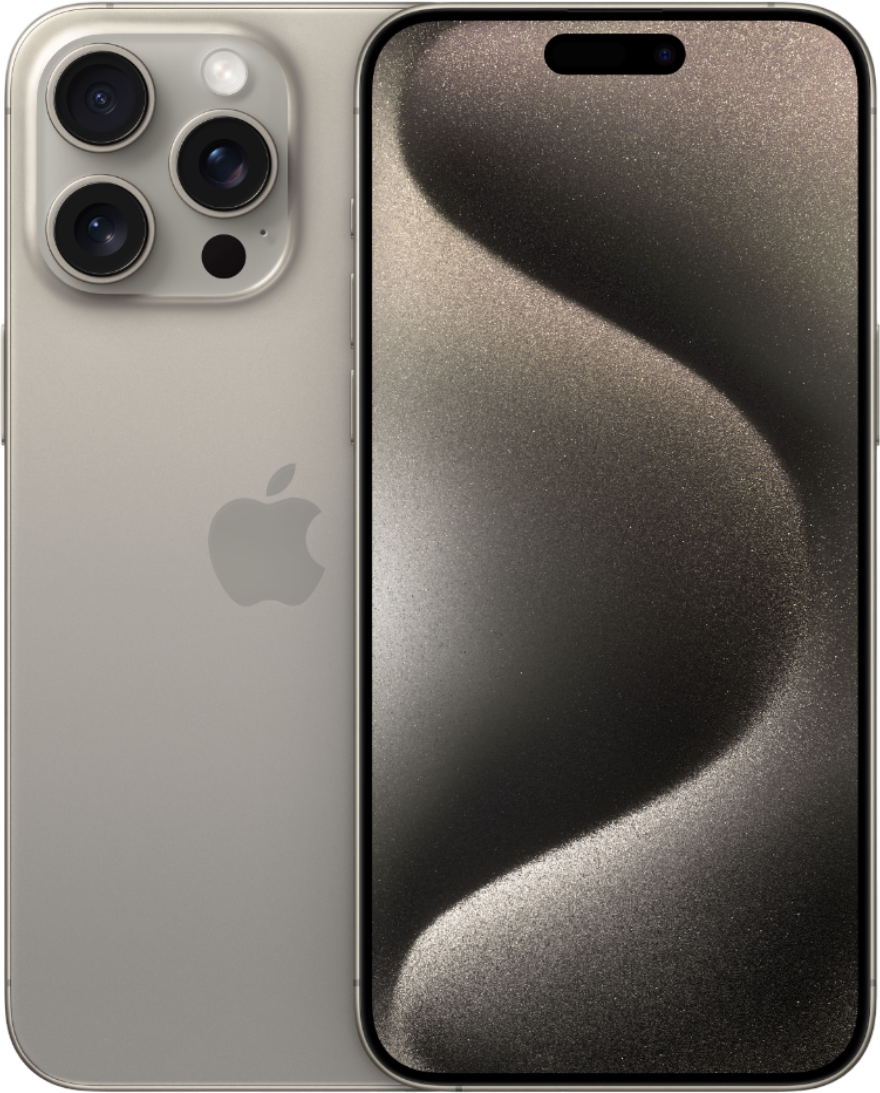 Een zilveren iPhone met drie camera's aan de achterkant en een donker, sprankelend scherm.