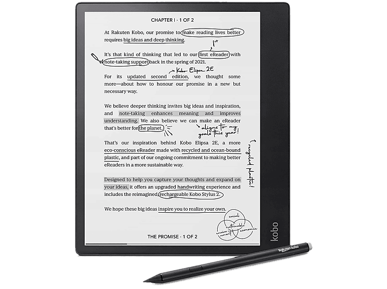 Kobo Elipsa 2E 10,3" 32GB WiFi Bluetooth Rysik Czarny