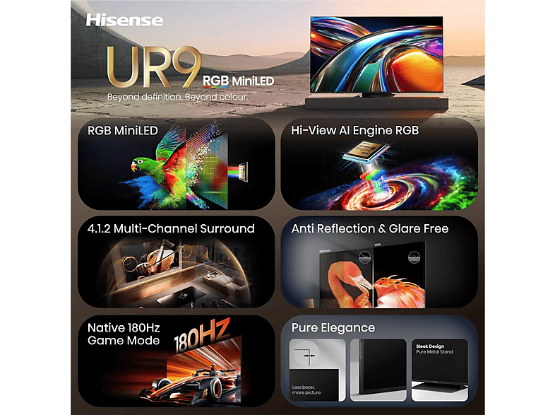 Hisense 85UR9S (2026) 85 Zoll RGB MiniLED Smart TV; RGB MiniLED TV — Foto 2 von 5
