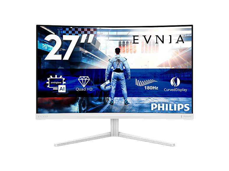 PHILIPS 27M2C5501/00 27 Zoll Gaming Monitor, QHD, 1 ms Reaktionszeit, 300 cd/m², 180 Hz, Weiß