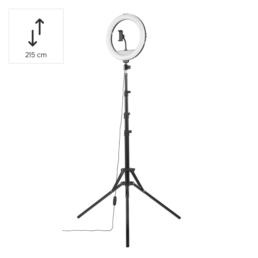 Telefon tutuculu, 215 cm yüksekliğinde halka ışık.