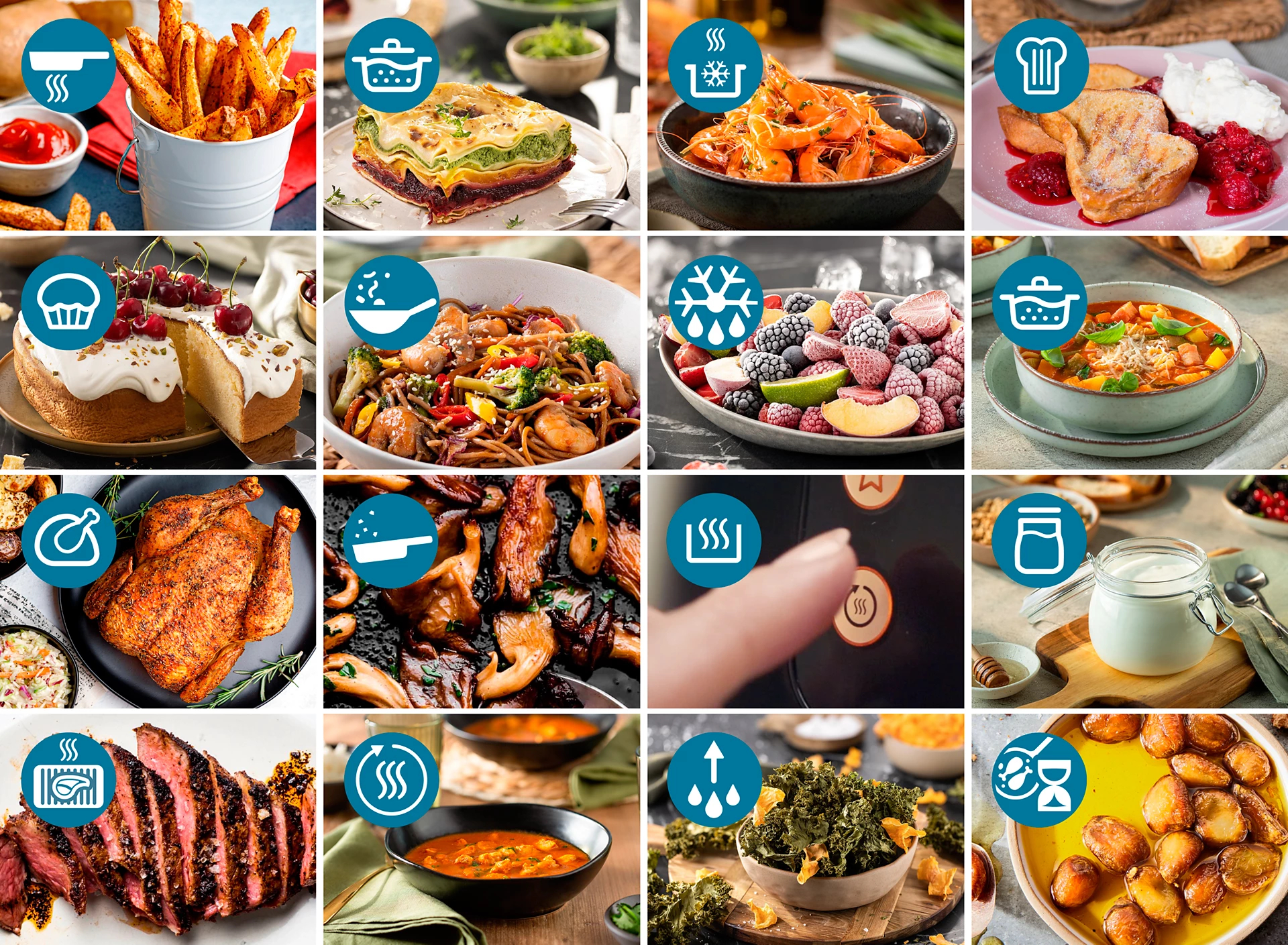 Mrożone jagody, mrożone owoce i plasterek brzoskwini w misce.