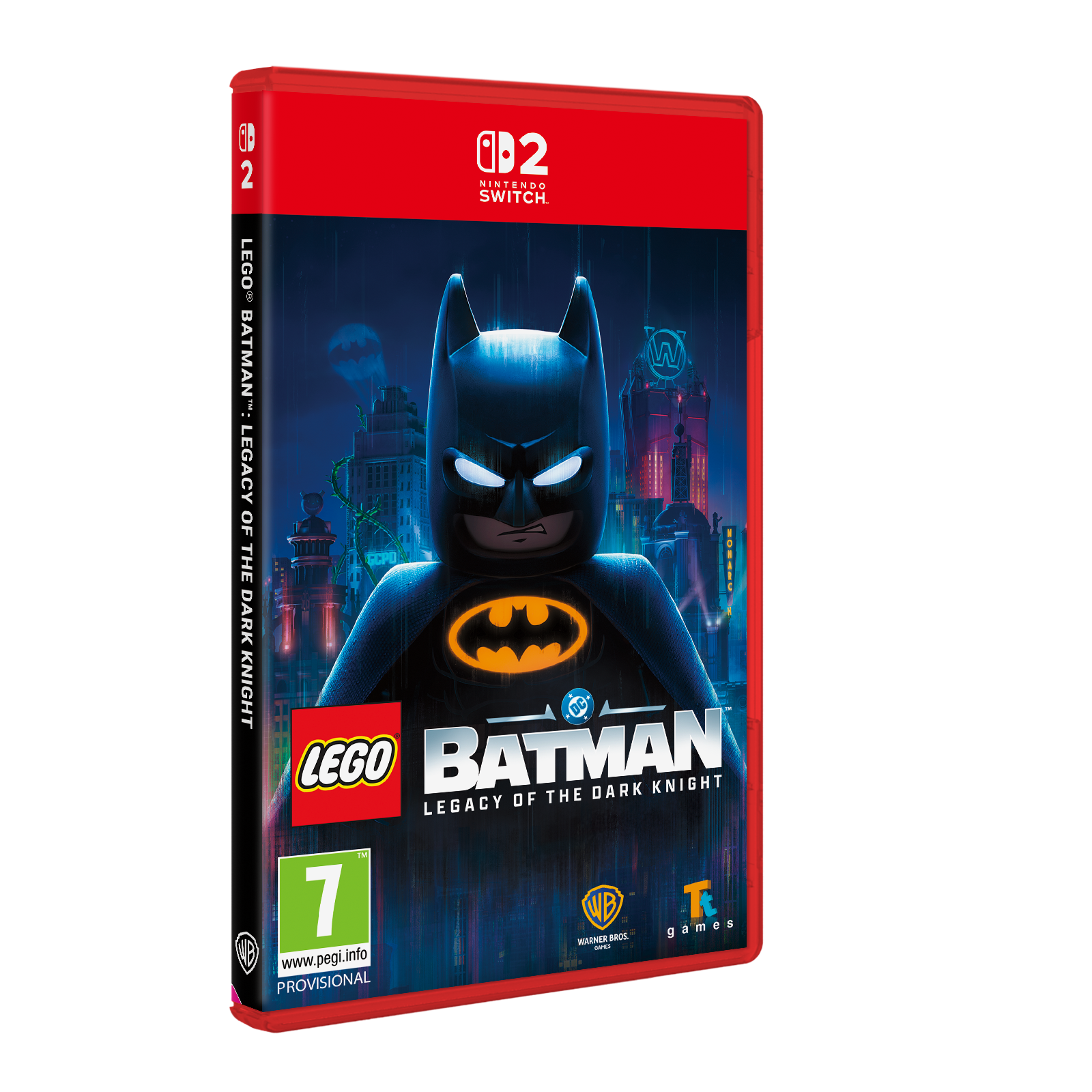 Nintendo Switch için Lego Batman oyun kutusu, önde Batman figürü var.