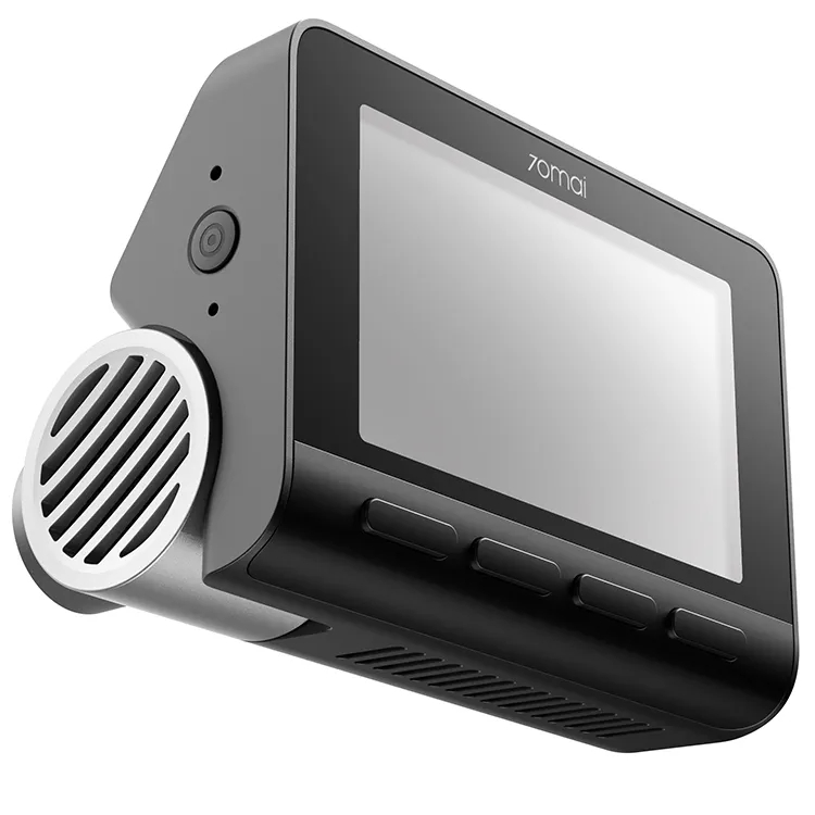 Czarna kamera samochodowa 70mai z ekranem i modułem obiektywu.