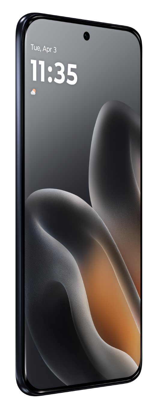 Smartfon wyświetla 11:35 i abstrakcyjną, falistą tapetę.