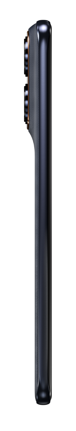 Granatowy profil smartfona z widocznym aparatem i teksturowanym uchwytem.