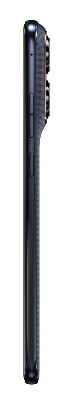 Ciemnoniebieski profil smartfona z aparatami i przyciskami.