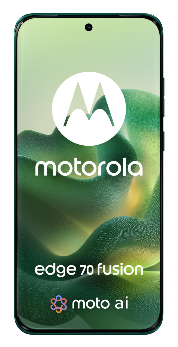 Smartfon Motorola Edge 70 Fusion z logo Motorola i Moto AI.