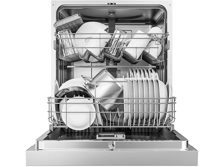 Midea MDWEU1433DSS-RB Geschirrspüler (Standgerät, Besteckkorb, 598 mm breit, 42 dB(A), B, Silber/Schwarz) — Foto 2 von 2