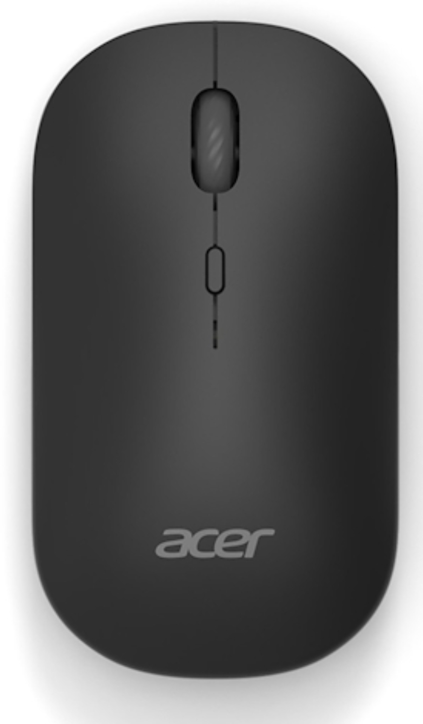 Ratón Acer negro con rueda de desplazamiento y dos botones.